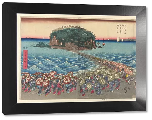 Crowd Visiting Benzaiten Shrine at Enoshima in Sagami Province (Soshu Enoshima... c. 1847 / 52. Creator: Ando Hiroshige)