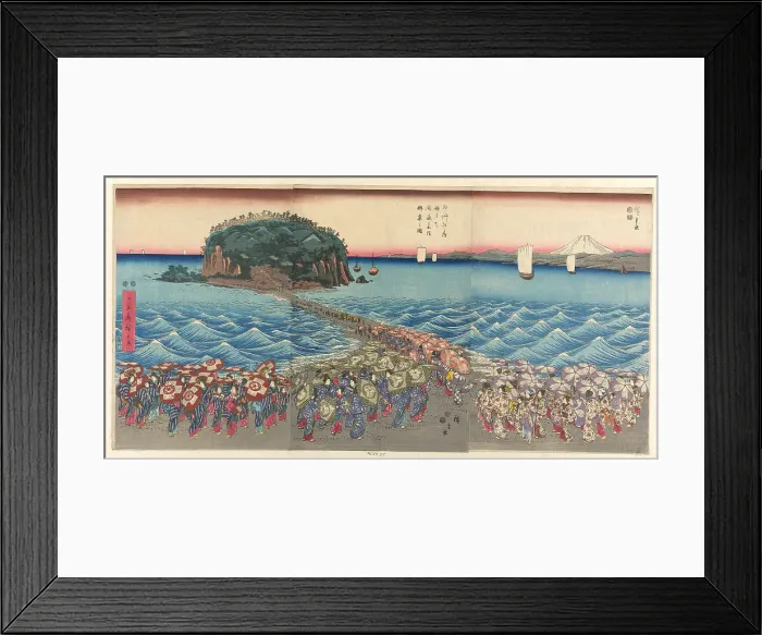 Framed Print : Crowd Visiting Benzaiten Shrine at Enoshima in Sagami Province (Soshu Enoshima... c. 1847 / 52. Creator: Ando Hiroshige) Framed Print : Crowd Visiting Benzaiten Shrine at Enoshima in Sagami Province (Soshu Enoshima... c. 1847 / 52. Creator: Ando Hiroshige)