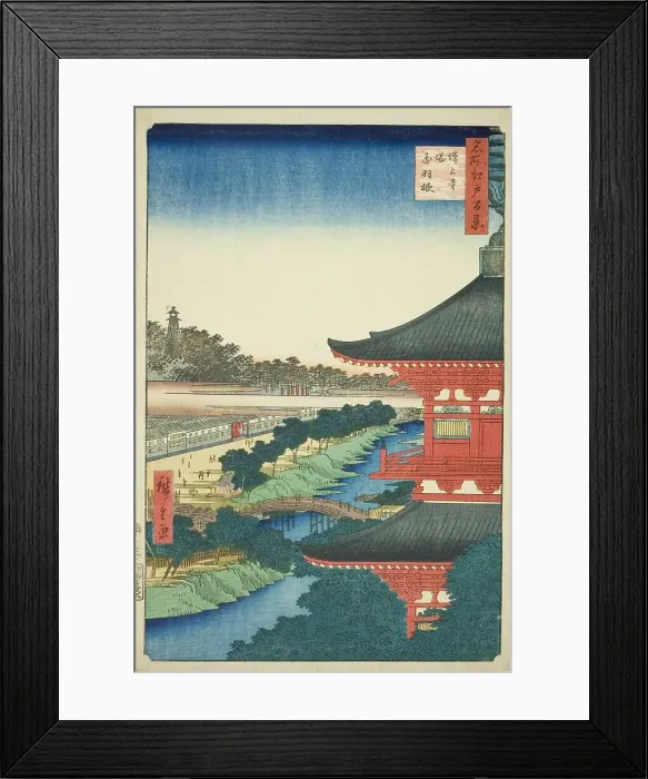 Framed Print : The Pagoda at Zojo Temple and Akabane (Zojoji to, Akabane), from the series One Hundred... 1857. Creator: Ando Hiroshige. The Pagoda at Zojo Temple and Akabane (Zojoji to, Akabane), from the series One Hundred... 1857 Framed Print : The Pagoda at Zojo Temple and Akabane (Zojoji to, Akabane), from the series One Hundred... 1857. Creator: Ando Hiroshige. The Pagoda at Zojo Temple and Akabane (Zojoji to, Akabane), from the series One Hundred... 1857