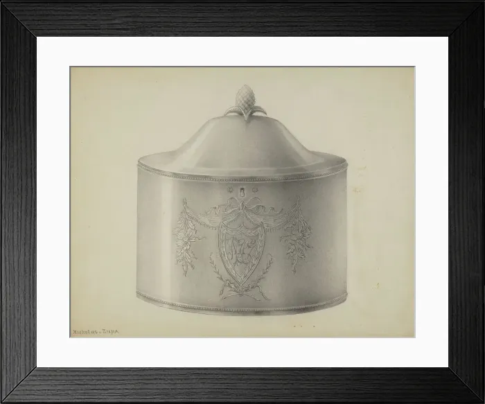Framed Print : Silver Tea Caddy, c. 1937. Creator: Nicholas Zupa Framed Print : Silver Tea Caddy, c. 1937. Creator: Nicholas Zupa