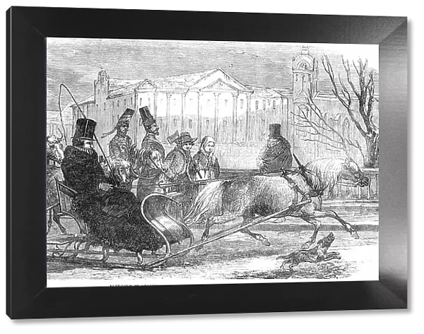 Sledging in Stockholm - from an original drawing, 1850. Creator: Unknown