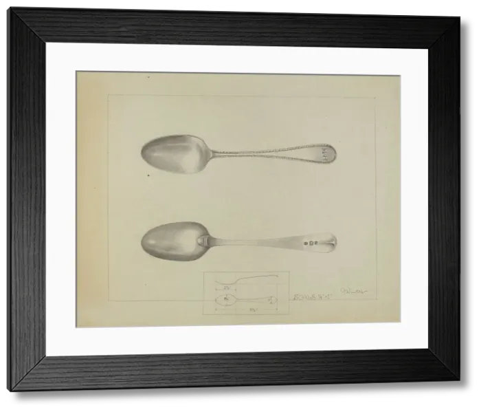Framed Print : Silver Spoon, c. 1936. Creator: Charlotte Winter Framed Print : Silver Spoon, c. 1936. Creator: Charlotte Winter