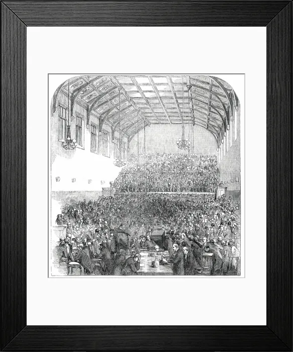 Framed Print : The Gorham Controversy - Great Meeting of Clergy and Laity, in St. Martin's Hall, Long-Acre, 1850. Creator: Unknown
