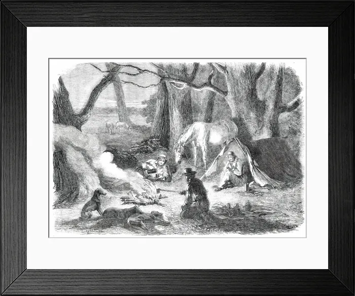 Framed Print : Bushing It - Camped for the Night, 1850. Creator: Unknown Framed Print : Bushing It - Camped for the Night, 1850. Creator: Unknown