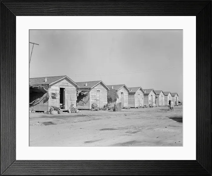 Framed Print : Company housing for cotton workers near Corcoran, California, 1936. Creator: Dorothea Lange Framed Print : Company housing for cotton workers near Corcoran, California, 1936. Creator: Dorothea Lange