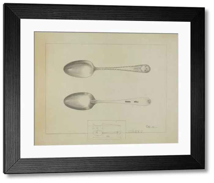 Framed Print : Silver Spoon, c. 1936. Creator: Charlotte Winter Framed Print : Silver Spoon, c. 1936. Creator: Charlotte Winter