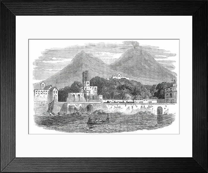 Framed Print : Portici - the Recent Residence of the Pope, sketched from the Sea, 1850. Creator: Unknown Framed Print : Portici - the Recent Residence of the Pope, sketched from the Sea, 1850. Creator: Unknown