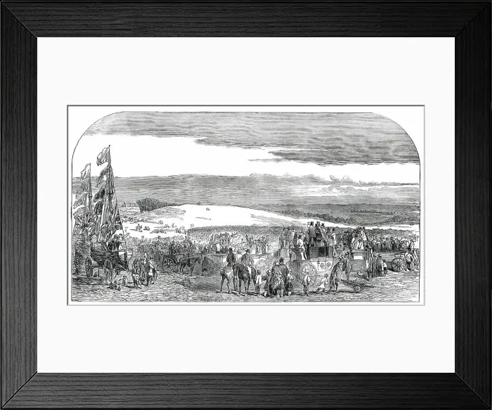 Framed Print : Great Protectionist Meeting on Barham Downs, 1850. Creator: Unknown Framed Print : Great Protectionist Meeting on Barham Downs, 1850. Creator: Unknown