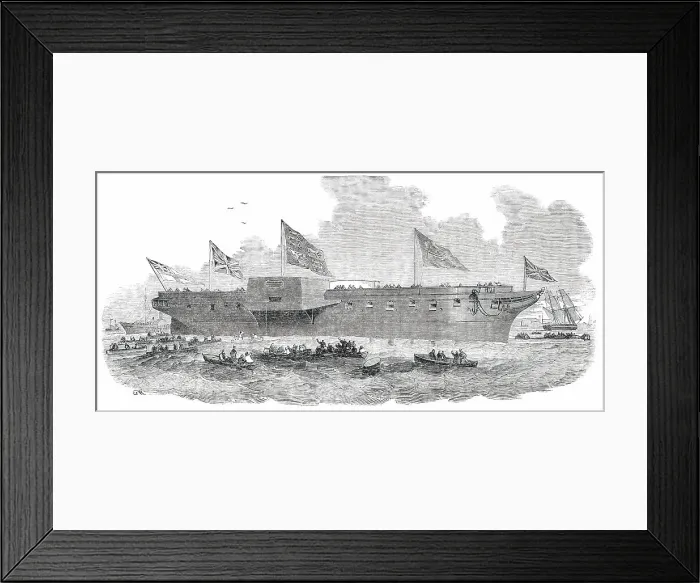 Framed Print : Launch of H.M. Steam-Frigate Leopard, at Deptford, on Tuesday, 1850. Creator: Unknown. Launch of H.M. Steam-Frigate Leopard, at Deptford, on Tuesday, 1850. Creator: Unknown Framed Print : Launch of H.M. Steam-Frigate Leopard, at Deptford, on Tuesday, 1850. Creator: Unknown. Launch of H.M. Steam-Frigate Leopard, at Deptford, on Tuesday, 1850. Creator: Unknown