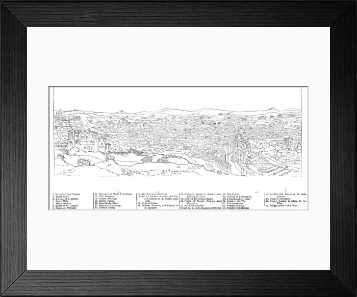 Framed Print : Large View of Rome [key], 1850. Creator: Walter George Mason