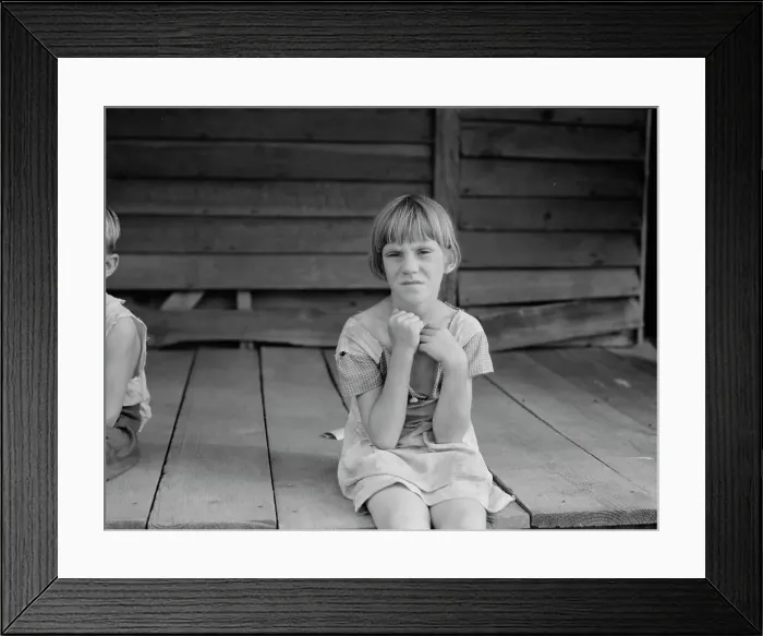 Framed Print : Sharecropper's child whose father receives five dollars a month, Macon County, Georgia, 1937. Creator: Dorothea Lange Framed Print : Sharecropper's child whose father receives five dollars a month, Macon County, Georgia, 1937. Creator: Dorothea Lange