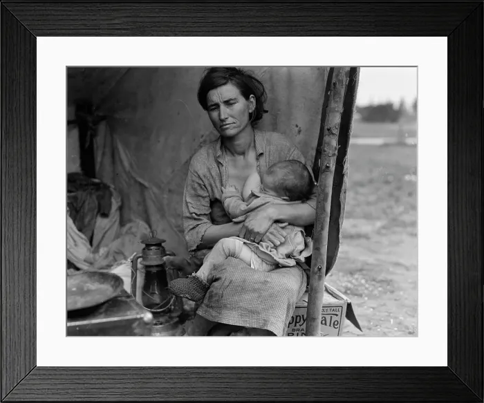 Framed Print : Migrant agricultural worker's family, Nipomo, California, 1936. Creator: Dorothea Lange Framed Print : Migrant agricultural worker's family, Nipomo, California, 1936. Creator: Dorothea Lange