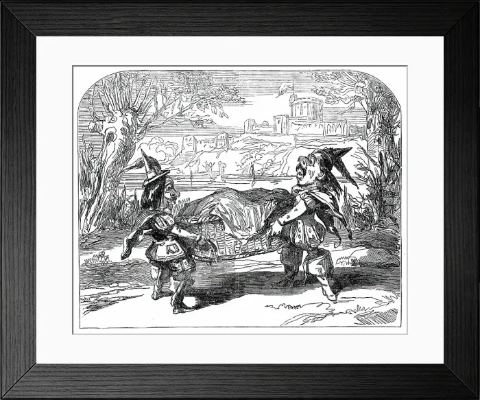 Framed Print : Scene from The Merry Wives of Windsor; or, Harlequin and Sir John Falstaff, 1850. Creator: Unknown. Scene from The Merry Wives of Windsor; or, Harlequin and Sir John Falstaff, 1850. Creator: Unknown Framed Print : Scene from The Merry Wives of Windsor; or, Harlequin and Sir John Falstaff, 1850. Creator: Unknown. Scene from The Merry Wives of Windsor; or, Harlequin and Sir John Falstaff, 1850. Creator: Unknown