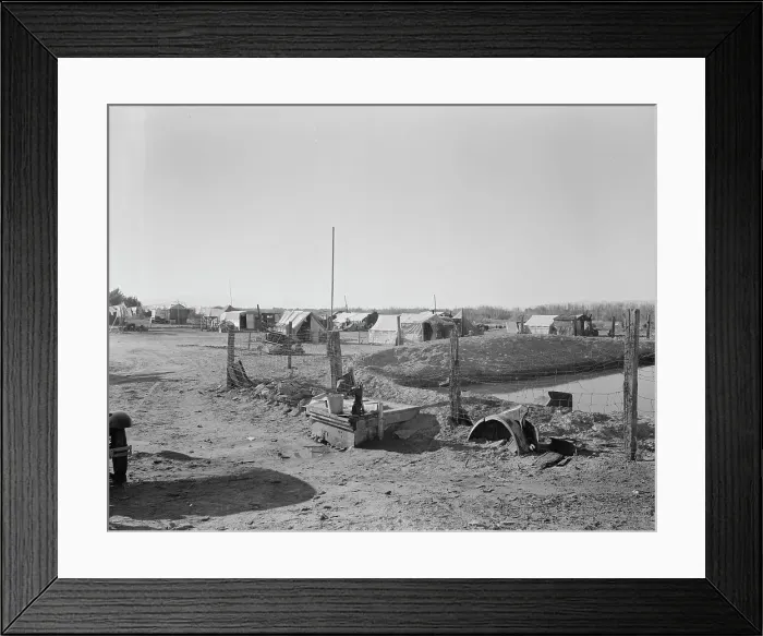 Framed Print : Camp of migratory workers, Imperial County, California, 1937. Creator: Dorothea Lange