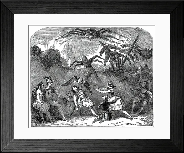 Framed Print : Adelphi - Scene from La Tarantula; or, The Spider King, 1850. Creator: Unknown. Adelphi - Scene from La Tarantula; or, The Spider King, 1850. Creator: Unknown Framed Print : Adelphi - Scene from La Tarantula; or, The Spider King, 1850. Creator: Unknown. Adelphi - Scene from La Tarantula; or, The Spider King, 1850. Creator: Unknown