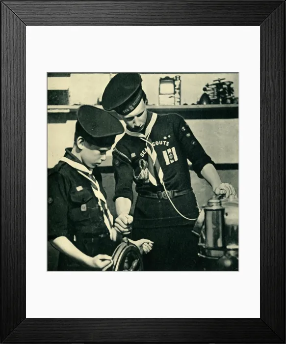 Framed Print : Sea Scouts Learning to Read the Compass, 1944. Creator: Unknown Framed Print : Sea Scouts Learning to Read the Compass, 1944. Creator: Unknown