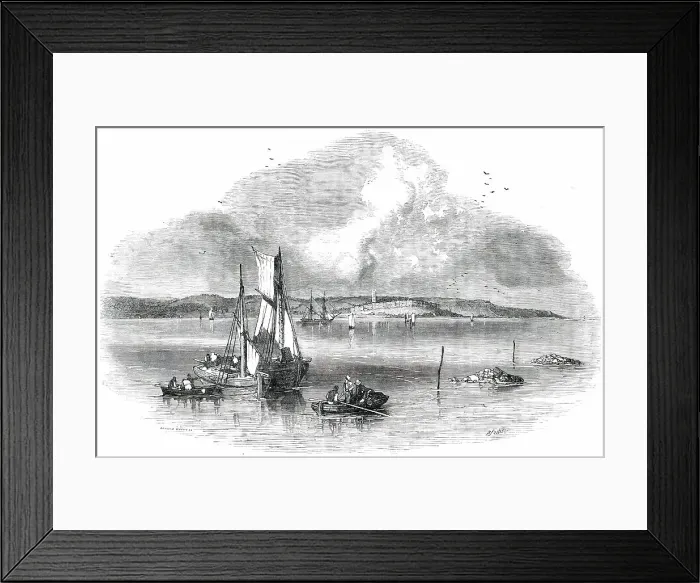 Framed Print : Watering-Places of Devon - Exmouth, from Starcross, 1850. Creators: Birket Foster, Edmund Evans Framed Print : Watering-Places of Devon - Exmouth, from Starcross, 1850. Creators: Birket Foster, Edmund Evans