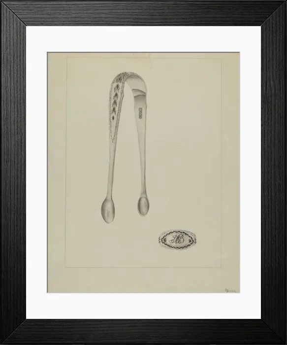 Framed Print : Silver Sugar Tongs, c. 1936. Creator: Anthony Zuccarello Framed Print : Silver Sugar Tongs, c. 1936. Creator: Anthony Zuccarello