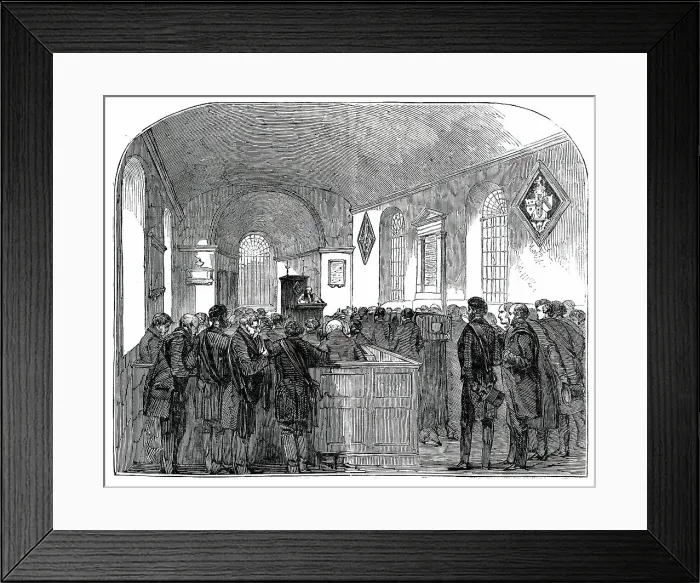 Framed Print : Interior of Drayton Bassett Church, (funeral of Sir Robert Peel), 1850. Creator: Unknown Framed Print : Interior of Drayton Bassett Church, (funeral of Sir Robert Peel), 1850. Creator: Unknown