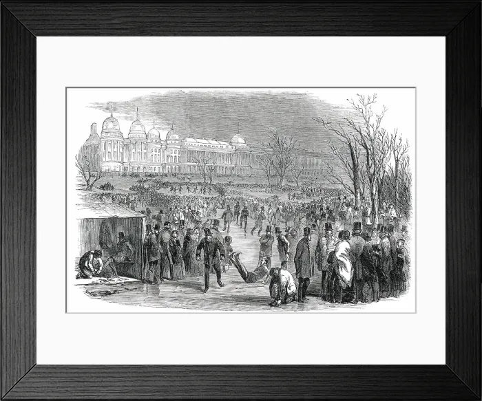 Framed Print : Skating in the Regent's-Park, 1850. Creator: Unknown Framed Print : Skating in the Regent's-Park, 1850. Creator: Unknown