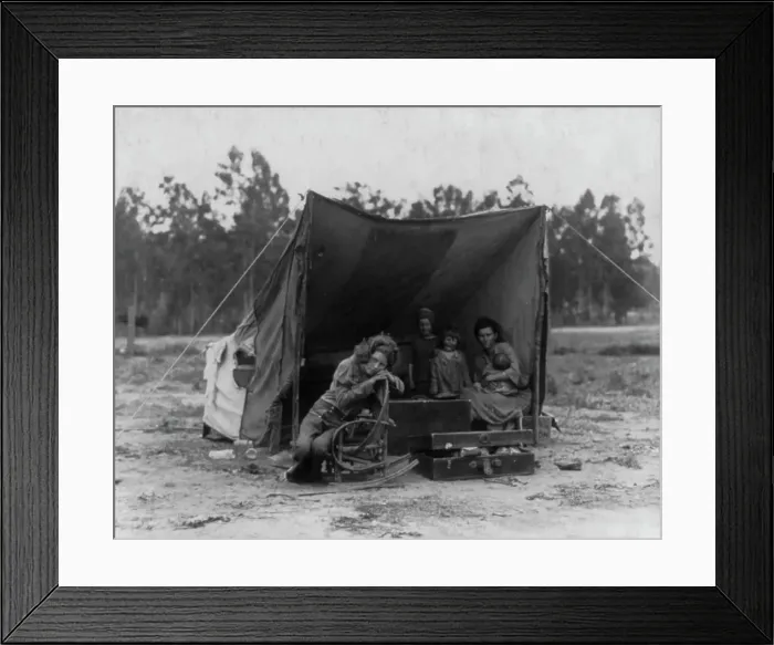 Framed Print : Migrant agricultural worker's family, Nipomo, California, 1936. Creator: Dorothea Lange Framed Print : Migrant agricultural worker's family, Nipomo, California, 1936. Creator: Dorothea Lange