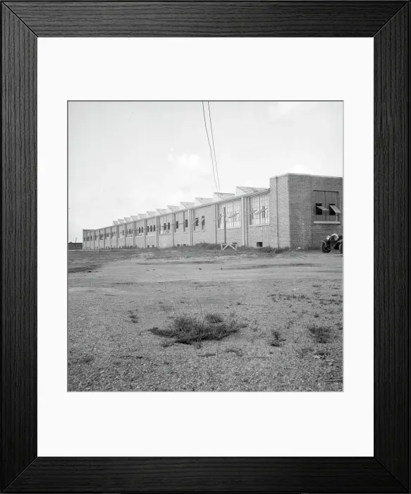 Framed Print : Textile factory built by Work Projects Administration (WPA), Brookhaven, Mississippi, 1936. Creator: Dorothea Lange Framed Print : Textile factory built by Work Projects Administration (WPA), Brookhaven, Mississippi, 1936. Creator: Dorothea Lange
