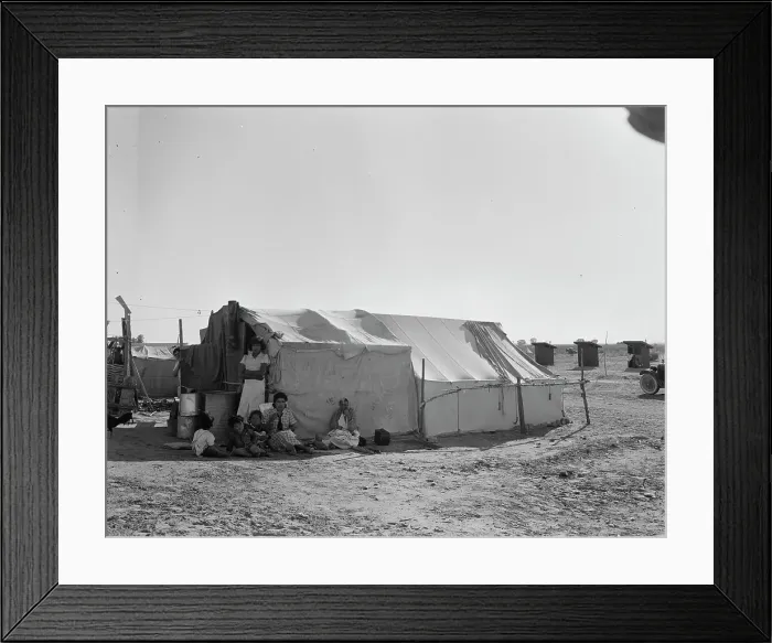 Framed Print : Camp of migratory workers, Imperial County, California, 1937. Creator: Dorothea Lange