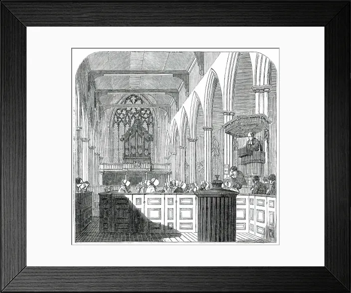 Framed Print : Tercentenary Service at the Dutch Church, Austin Friars, 1850. Creator: Unknown Framed Print : Tercentenary Service at the Dutch Church, Austin Friars, 1850. Creator: Unknown