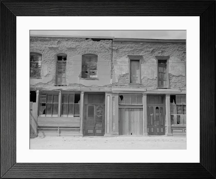 Framed Print : Crumbling buildings in Tombstone, Arizona, once a thriving mining town, 1937. Creator: Dorothea Lange Framed Print : Crumbling buildings in Tombstone, Arizona, once a thriving mining town, 1937. Creator: Dorothea Lange