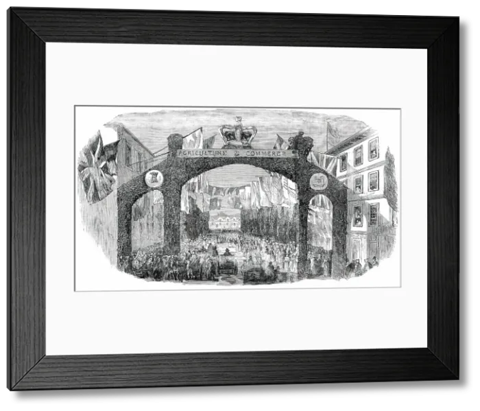 Framed Print : Arch across Queen-Street, Exeter, (Royal Agricultural Society of England Meeting and Exhibition), 18 Creator: Unknown Framed Print : Arch across Queen-Street, Exeter, (Royal Agricultural Society of England Meeting and Exhibition), 18 Creator: Unknown