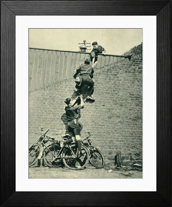 Framed Print : Scouts Scaling a Wall, 1944. Creator: Unknown Framed Print : Scouts Scaling a Wall, 1944. Creator: Unknown