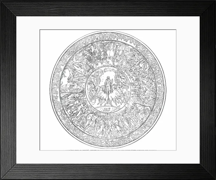 Framed Print : Homeric Table (The Shield of Achilles) - designed by John Henning Junior Esq... 1850. Creator: Unknown