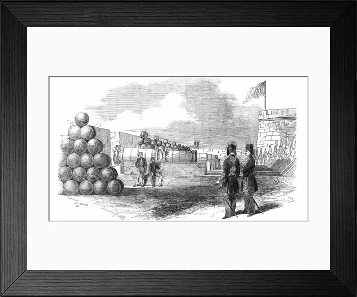 Framed Print : The Dardanelles - the Battery and Stone Shot, 1850. Creator: Unknown Framed Print : The Dardanelles - the Battery and Stone Shot, 1850. Creator: Unknown