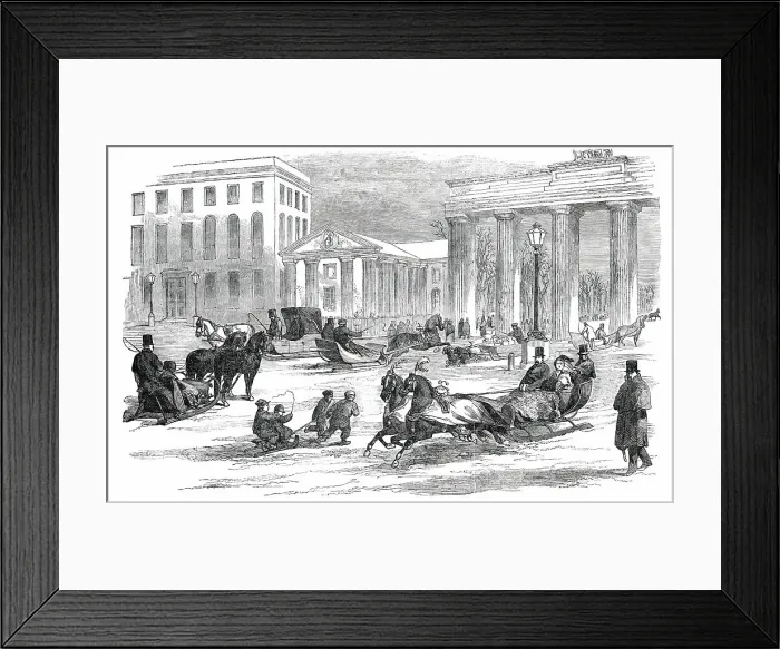 Framed Print : Sledging in Berlin, 1850. Creator: Unknown