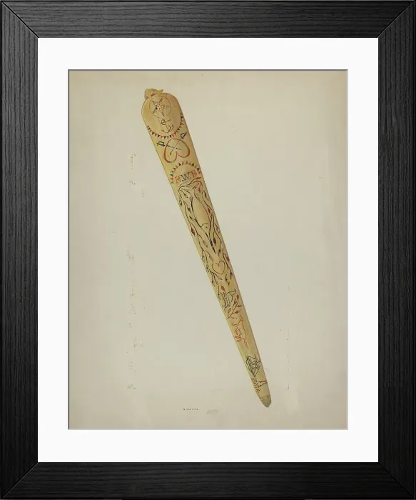 Framed Print : Scrimshaw: Swordfish Bill, c. 1941. Creator: Oscar Bluhme Framed Print : Scrimshaw: Swordfish Bill, c. 1941. Creator: Oscar Bluhme