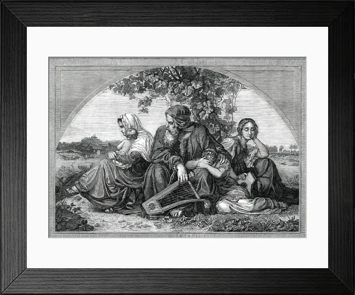 Framed Print : Captive Jews by the Waters of Babylon - painted by Bendeman, 1850. Creator: Unknown Framed Print : Captive Jews by the Waters of Babylon - painted by Bendeman, 1850. Creator: Unknown