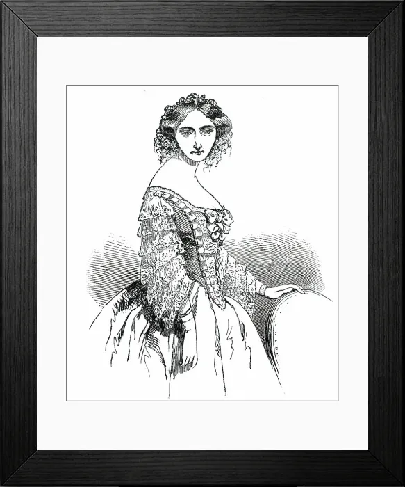 Framed Print : Paris Fashions for August - Opera Dress, 1850. Creator: Unknown Framed Print : Paris Fashions for August - Opera Dress, 1850. Creator: Unknown