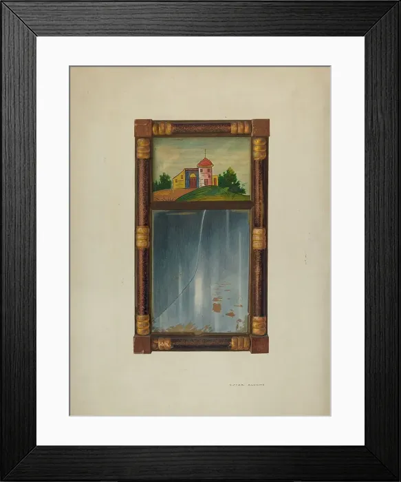 Framed Print : Painted mirror, 1940. Creator: Oscar Bluhme Framed Print : Painted mirror, 1940. Creator: Oscar Bluhme