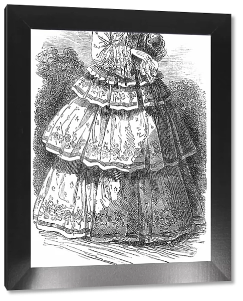 Paris Fashions for August - Promenade Dress, 1850. Creator: Unknown