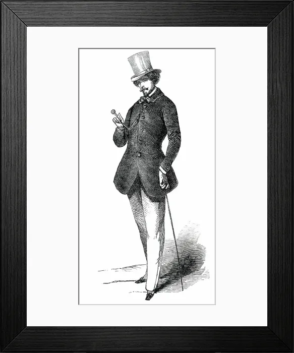 Framed Print : Paris Fashions for August - Promenade Dress, 1850. Creator: Unknown Framed Print : Paris Fashions for August - Promenade Dress, 1850. Creator: Unknown