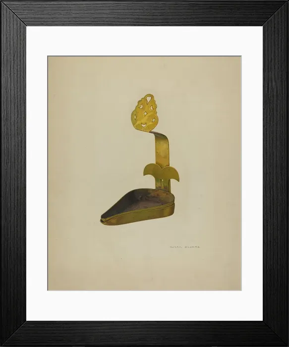 Framed Print : Brass Betty Lamp, c. 1940. Creator: Oscar Bluhme Framed Print : Brass Betty Lamp, c. 1940. Creator: Oscar Bluhme