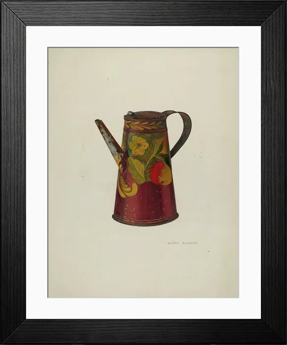 Framed Print : Toleware Teapot, c. 1940. Creator: Oscar Bluhme Framed Print : Toleware Teapot, c. 1940. Creator: Oscar Bluhme