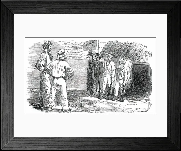 Framed Print : Tigre Island - the United States Garrison, 1850. Creator: Unknown