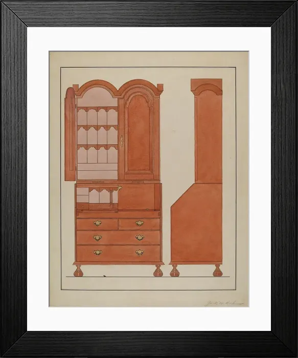 Framed Print : Block Front Desk with Cabinet Top, 1935 / 1942. Creator: Jack Bochner Framed Print : Block Front Desk with Cabinet Top, 1935 / 1942. Creator: Jack Bochner