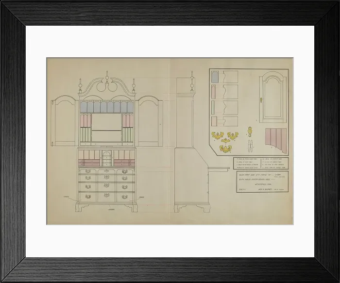 Framed Print : Block Front Desk with Cabinet Top, 1935 / 1942. Creator: Jack Bochner Framed Print : Block Front Desk with Cabinet Top, 1935 / 1942. Creator: Jack Bochner