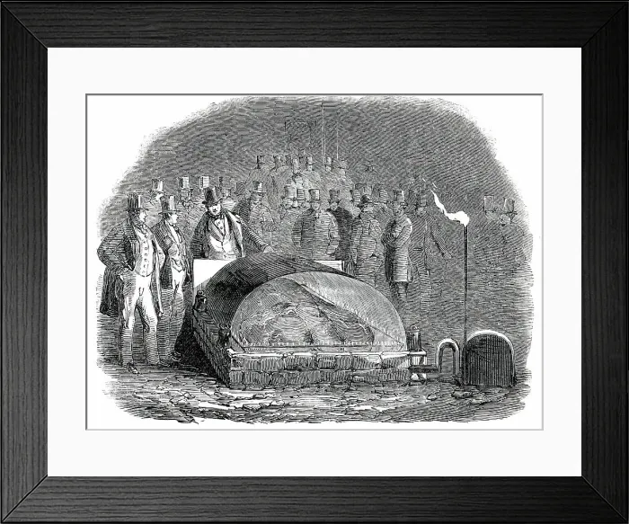 Framed Print : Roasting the Baron of Beef by Gas, in the Castle-Yard, Exeter, 1850. Creator: Unknown Framed Print : Roasting the Baron of Beef by Gas, in the Castle-Yard, Exeter, 1850. Creator: Unknown