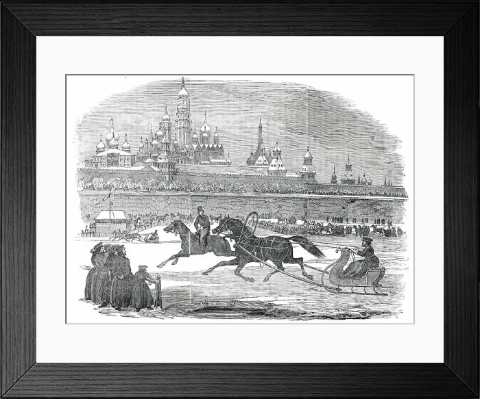 Framed Print : Sledging at Moscow [drawn by Manuel], 1850. Creator: Unknown
