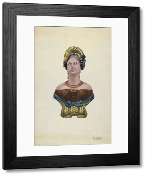 Framed Print : Figurehead for Ship Marcia Allen, c. 1938. Creator: Molly Bodenstein. Figurehead for Ship Marcia Allen, c. 1938. Creator: Molly Bodenstein Framed Print : Figurehead for Ship Marcia Allen, c. 1938. Creator: Molly Bodenstein. Figurehead for Ship Marcia Allen, c. 1938. Creator: Molly Bodenstein