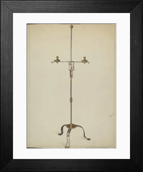 Framed Print : Iron and Brass Candlestand, 1935 / 1942. Creator: Francis Borelli Framed Print : Iron and Brass Candlestand, 1935 / 1942. Creator: Francis Borelli