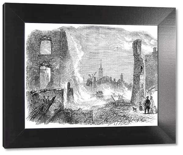 Ruins of the Great Fire at Gravesend - looking West, 1850. Creator: Unknown